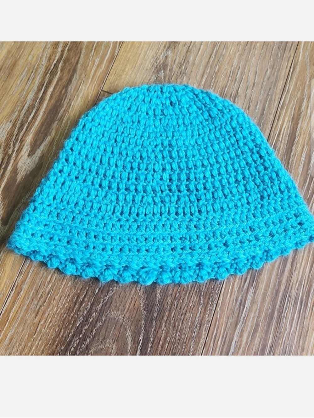 Handmade Blue Turquoise Knitted Crocheted Beanie